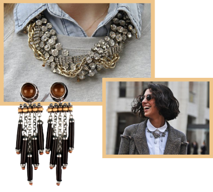 A collage of trendy chunky jewelry